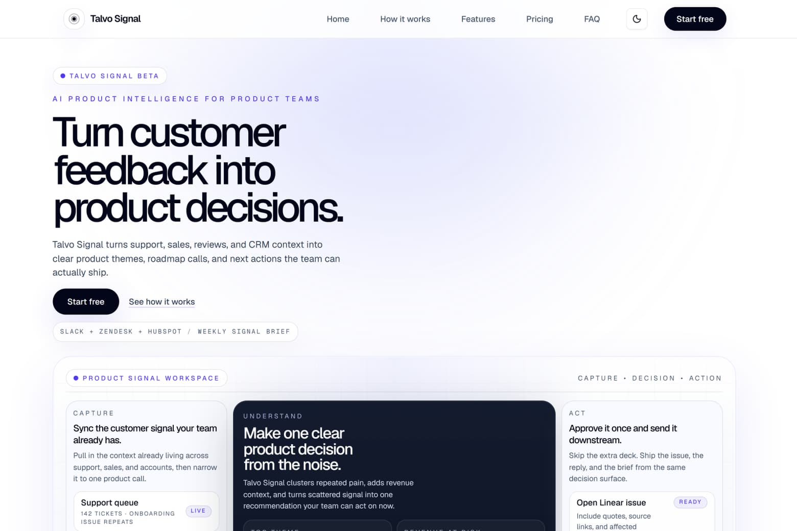 Talvo Signal homepage preview