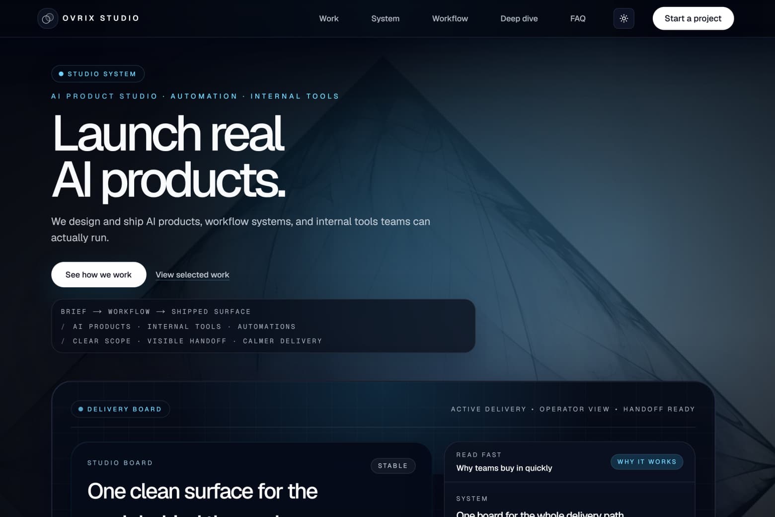 Ovrix Studio homepage preview