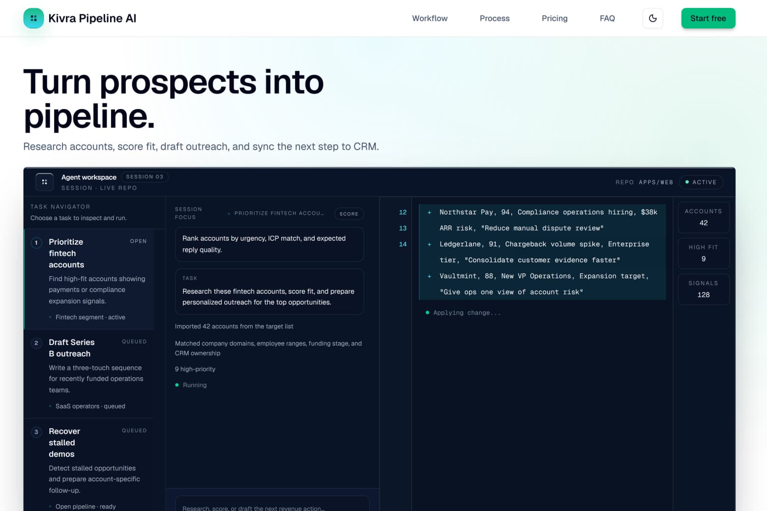 Kivra Pipeline AI homepage preview